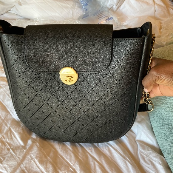 Chanel Black Small Caviar Perforated Calfskin Hobo - Picture 2 of 11